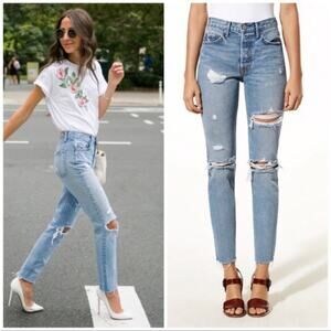 GRLFRND Karolina A Little More Love Button Fly High-Rise Skinny Leg Jean Size 25